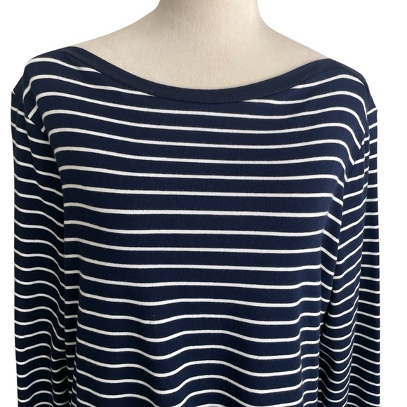Lauren Ralph Lauren Women Size 2X Stripes Nautical Navy White Casual Comfy Top - Picture 4 of 8